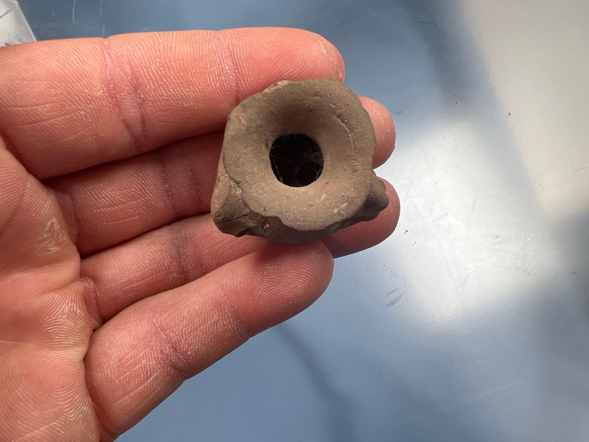 RARE Toy Clay Pottery Vessel, Mississippian Culture, Missouri, Suspension holes, 1 1/8" tall x 1 1/4