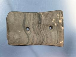 3 3/4" Adena Tabelet Bi-Concave Gorget, Banded Slate, Found in Middlesex, Steuben Co., New York