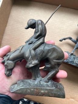 Pair of Rare Frederic Remington Bronze Statues, Native American, Large Examples