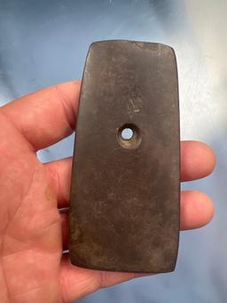 3 3/4" Trapezoidal Pendant, Slate, Found on the Boughton Hill Site, New York, Ex: Summers