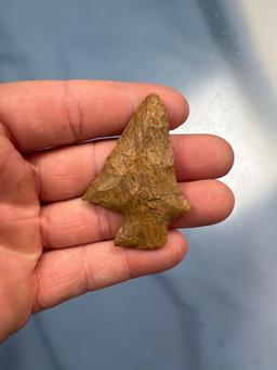 2 3/16" Winged Yellow Jasper Perkiomen Point, Found in Pennsylvania Along the Del. River, Ex: Summer