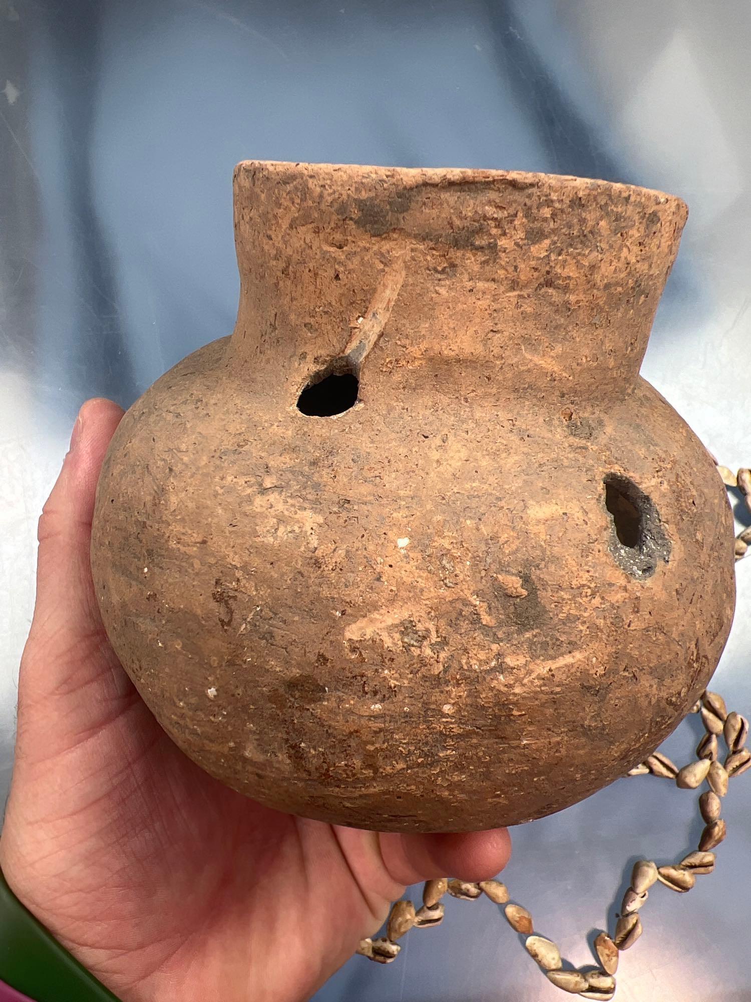 4 3/4" Missis Pottery Vessel, Found along Tennessee River, Marshal Co., Alabama w/BEADS