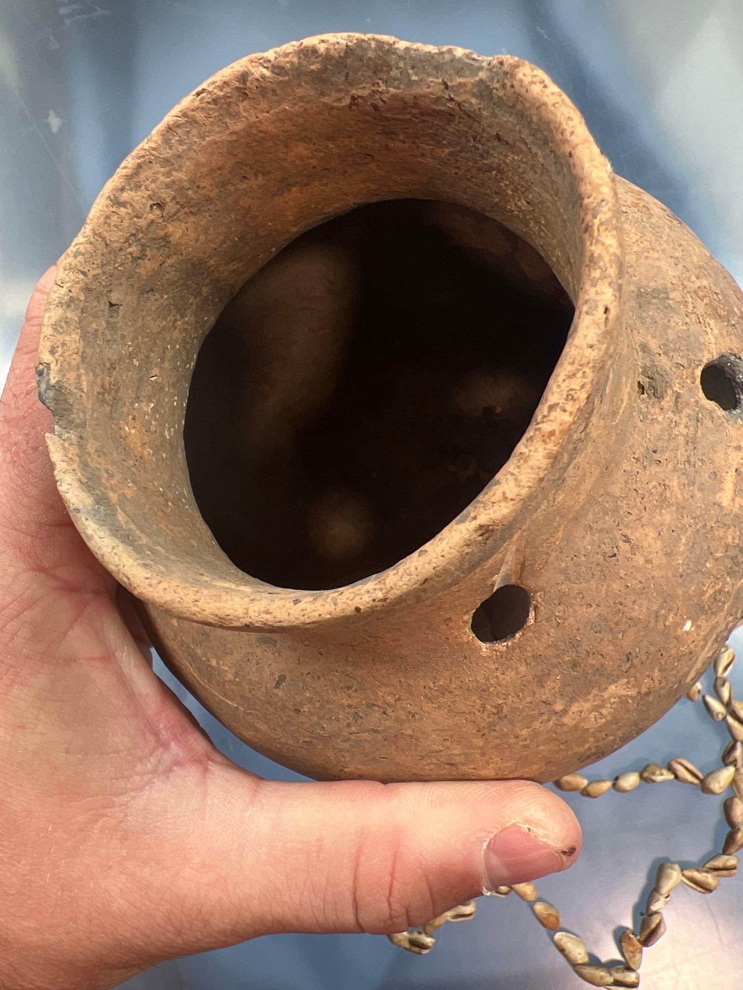 4 3/4" Missis Pottery Vessel, Found along Tennessee River, Marshal Co., Alabama w/BEADS