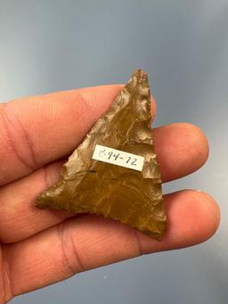 FINE 1 7/8" Jasper Levanna Triangle Point, Found in PA, Purchased 5/26/03 at Conestoga, THIN PIECE!