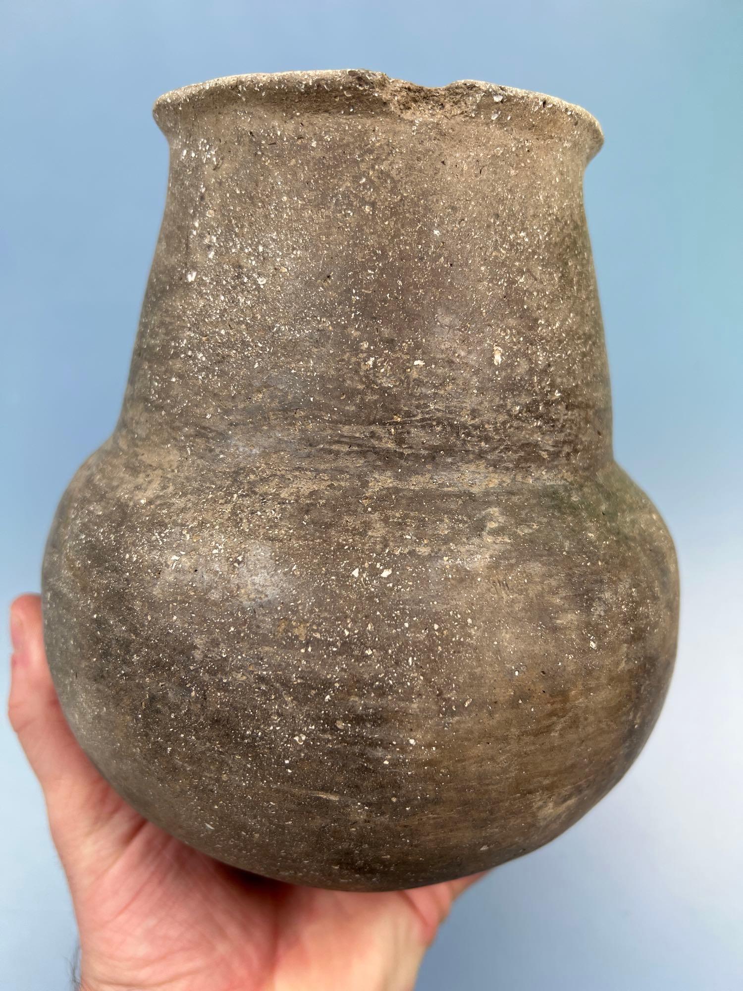 WIDE MOUTH Mississippian Jar/Bottle, 7" Tall, 3 1/2" Opening, Missouri, Great Condition, Small Stres