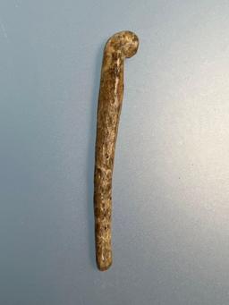 HIGHLIGHT Incredibly Rare 1 3/4" Bone War Club Effigy, Iroquoian, Seneca Co., NY, Ex: Noakes Collect