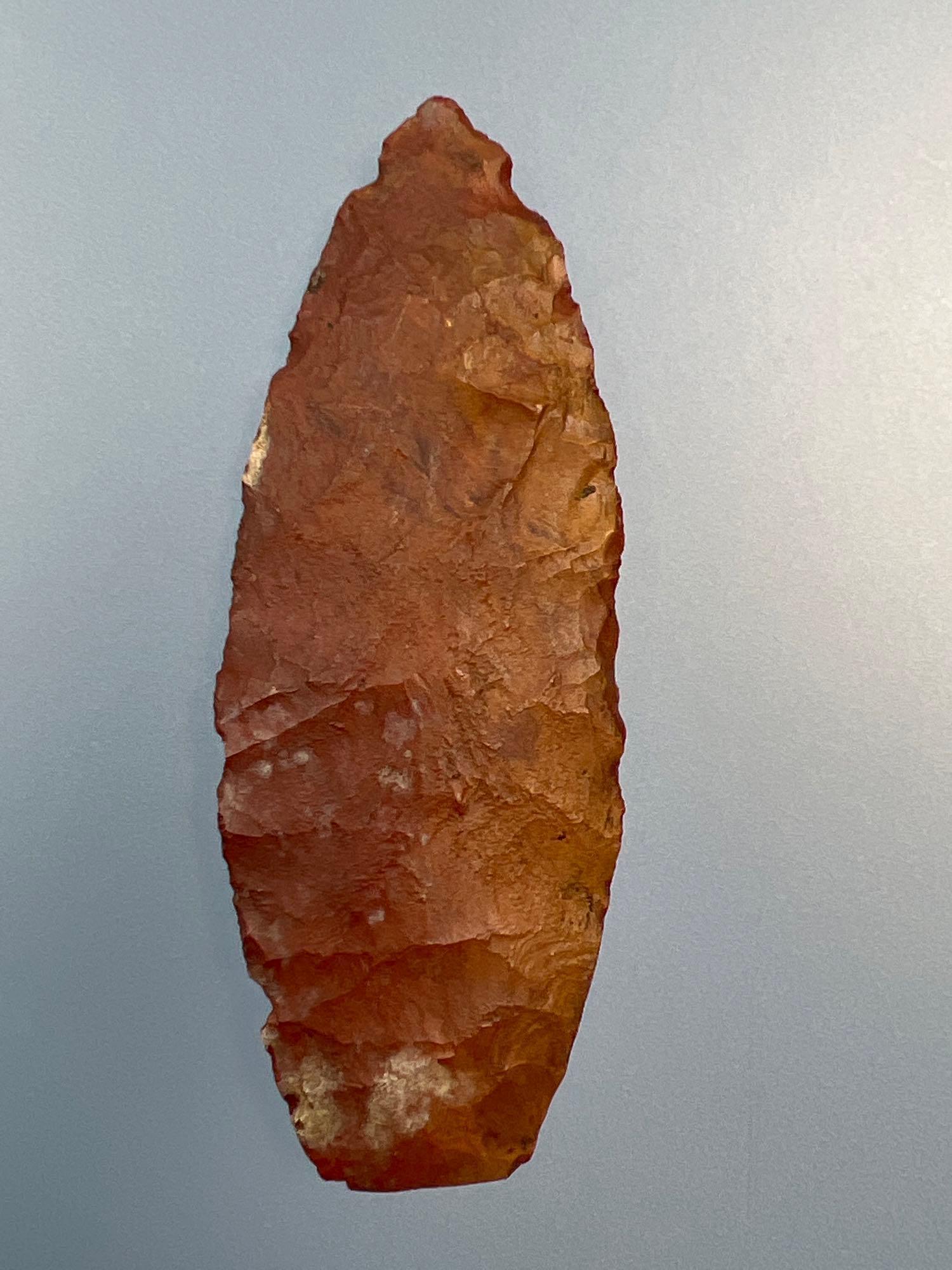 2 9/16" Heat-Treated Jasper Paleo Agate Basin, Heavy Basal Grinding, Found in PA, PICTURED Ex: Barry