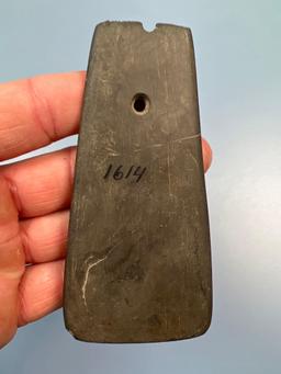 NICE 4 1/4" Slate Pendant, Salvaged from Larger Piece, Tally Mark+Incising, Found in Ohio, Ex: Barry