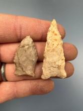 Lot of 2 Transitional Paleo Points, Found in Missouri, Nice Condition, Longest is 2 1/16"