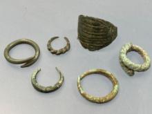 Lot of 6 Viking Nordic Twisted Ring Varieties in the Lot, Old European/Medievil/Roman Rings