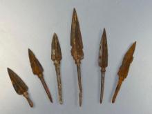 Nice Lot of 6 Roman Spear Tips, Longest is 3 3/4"
