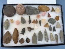 Lot of Nice Points and Tools, Found on th eJones Farm in Columbus, NJ on June 2+3 1979, Nice Assortm