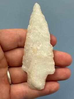 CLASSIC 3 3/4" White Quartz Bare Island Point, Found in Pennsylvania, Ex: John Ream Collection