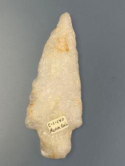 CLASSIC 3 3/4" White Quartz Bare Island Point, Found in Pennsylvania, Ex: John Ream Collection