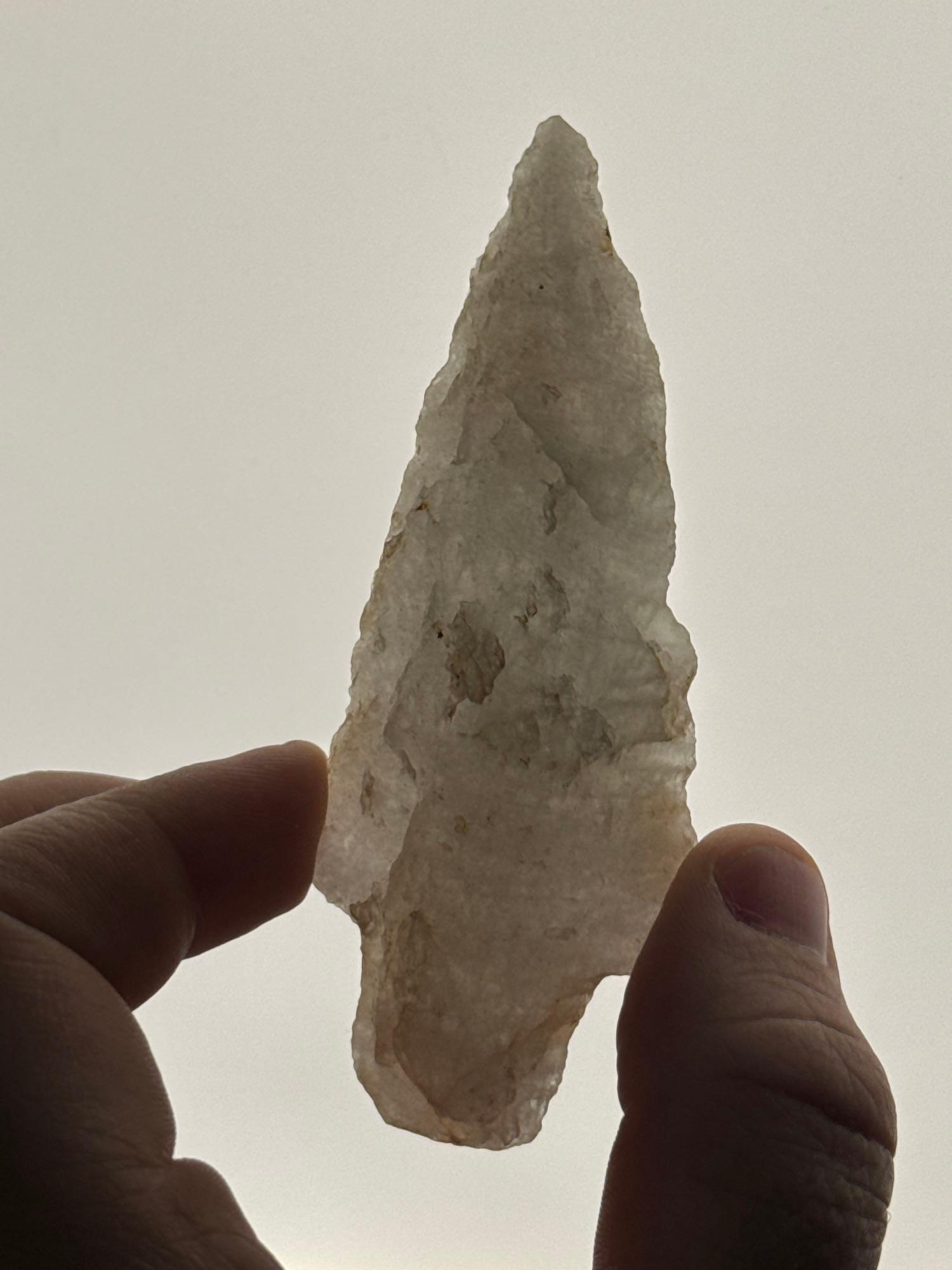 CLASSIC 3 3/4" White Quartz Bare Island Point, Found in Pennsylvania, Ex: John Ream Collection