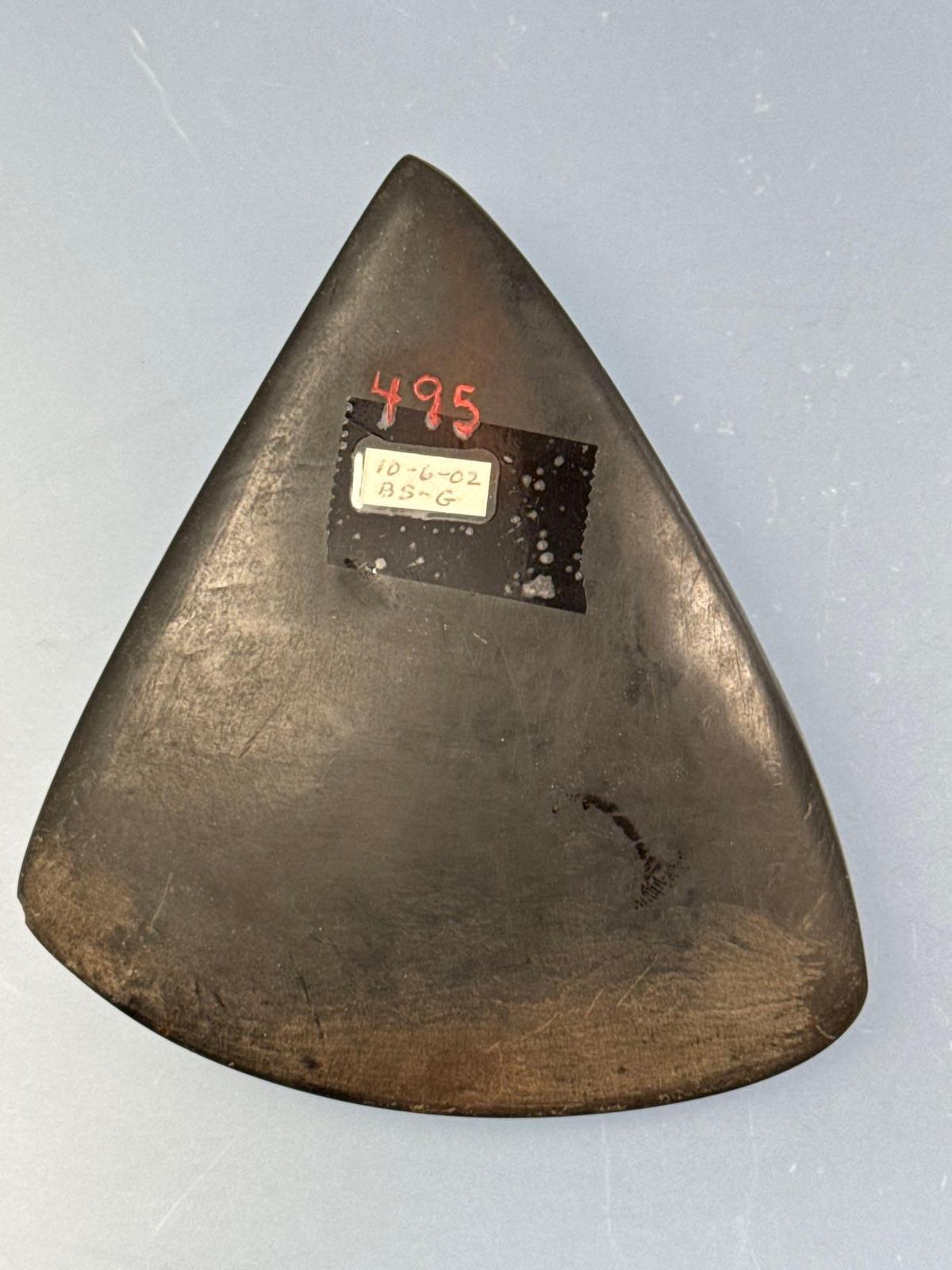 Interesting 4 1/4" Triangular Celt, Hematite, Found in Missouri, Ex: Bob Sharp Collection, Sharp Bit