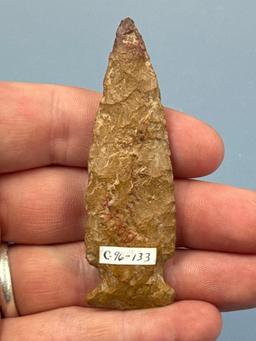 2 15/16" Jasper Side Notch Point, Heat-Treated Red Tip, Found in Bucks Co., PA
