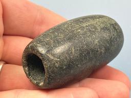 FINE Polished Steatite, Fluted Tube Bannerstone, Found in Towanda, Bradford Co, PA, Ex: Rich Johnsto