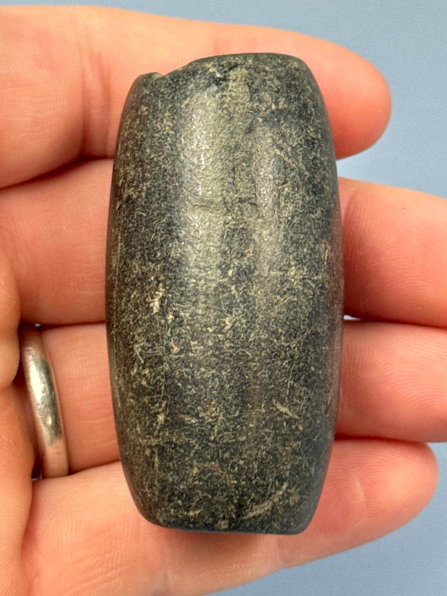 FINE Polished Steatite, Fluted Tube Bannerstone, Found in Towanda, Bradford Co, PA, Ex: Rich Johnsto