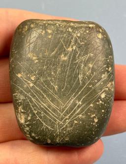 HIGHLIGHT 2 1/8" HIGHLIGHT INCISED Bannerstone, Ex: Robert Messinger Collection, Found in Martin's C