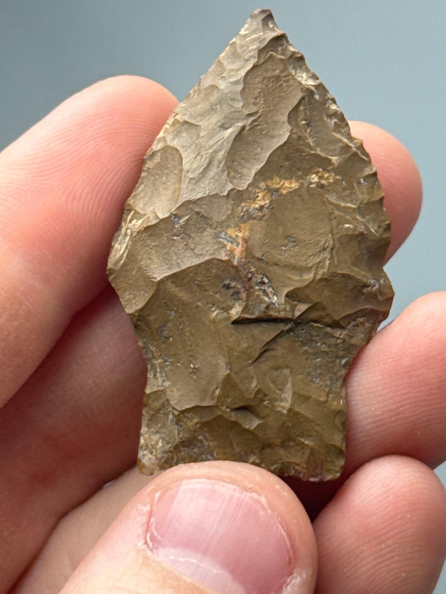 1 15/16" Fox Creek Jasper Point, Found in Pennsylvania, Ex: Raymond Lemaster Collection