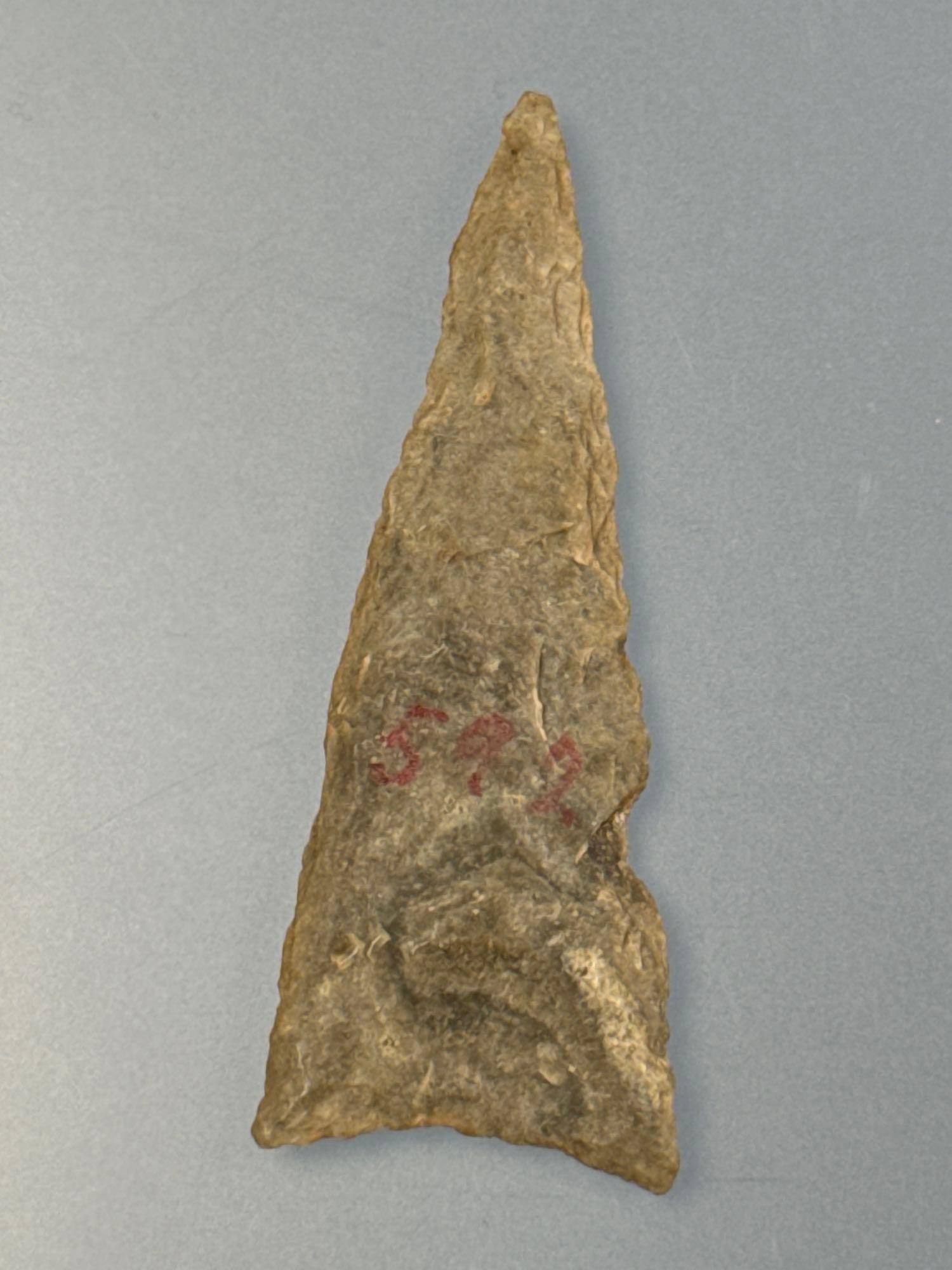 2 1/4" Large Triangle, Found in Lehigh Co., PA, Rhyolite, Purchased at a Rich Johnston Auction