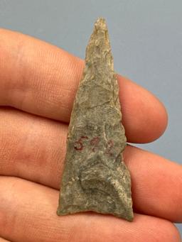2 1/4" Large Triangle, Found in Lehigh Co., PA, Rhyolite, Purchased at a Rich Johnston Auction