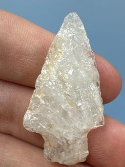 1 3/4" Quartz Crystalline Archaic Stem Bare Island Point, Found in Lancaster Co., PA