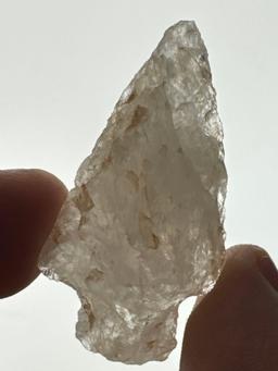 1 3/4" Quartz Crystalline Archaic Stem Bare Island Point, Found in Lancaster Co., PA