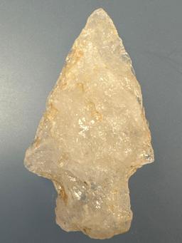 1 3/4" Quartz Crystalline Archaic Stem Bare Island Point, Found in Lancaster Co., PA