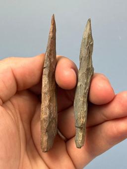 Pair of Stemmed Points, Longest is 3 1/2", Found in New Jersey