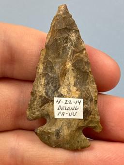 RARE 2 1/8" Colorful Chert Dovetail, Ex: Sonny Delong Collection Who Collected and Hunted Artifacts