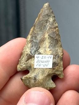 RARE 2 1/8" Colorful Chert Dovetail, Ex: Sonny Delong Collection Who Collected and Hunted Artifacts