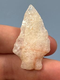 1 3/4" Quartz Stemmed Point w/Red Hues, Ex: Sonny Delong Collection Who Collected and Hunted Artifac