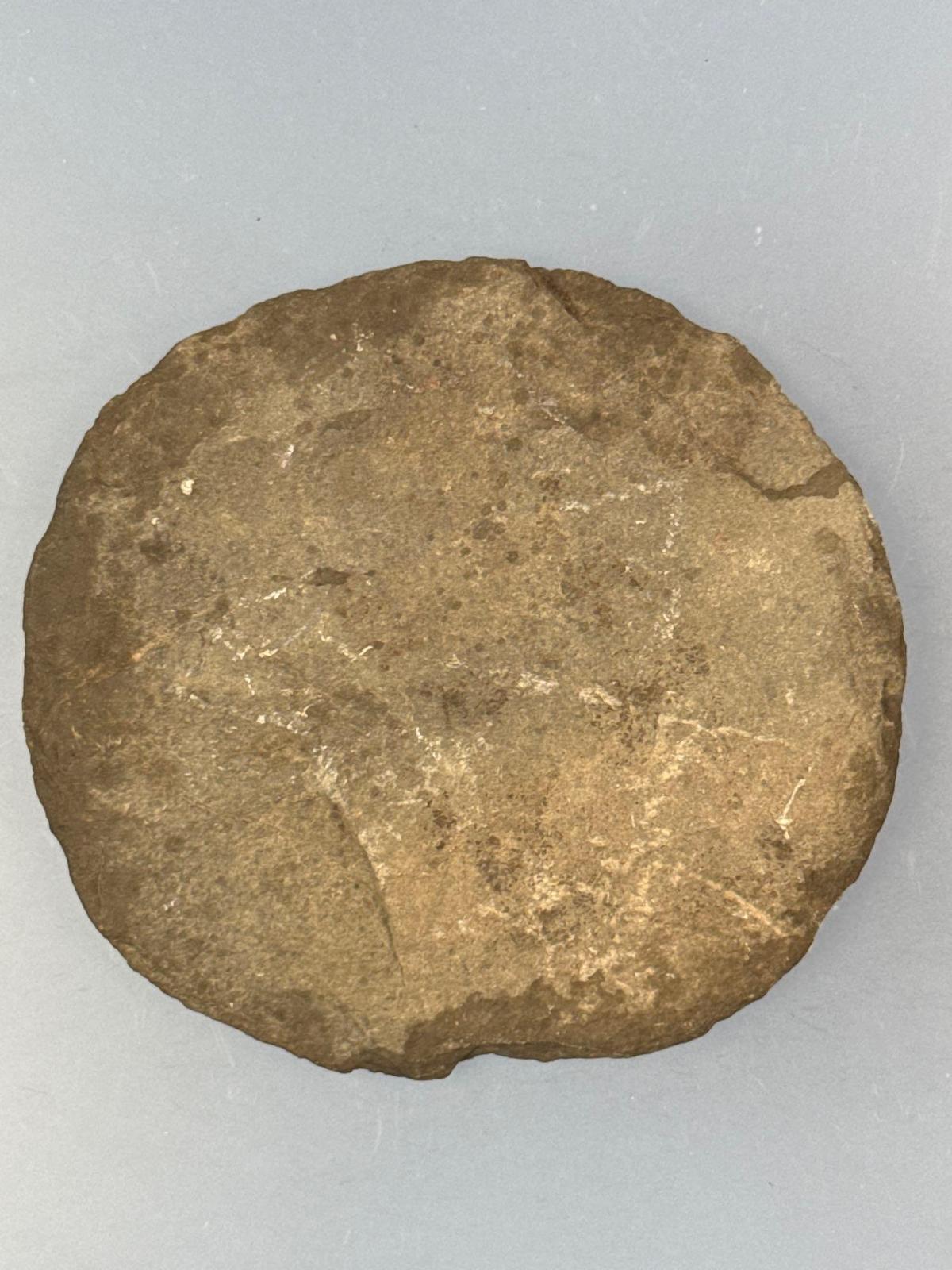 4 1/16" Chipped "Pot Lid" Stone, Found in New Jersey