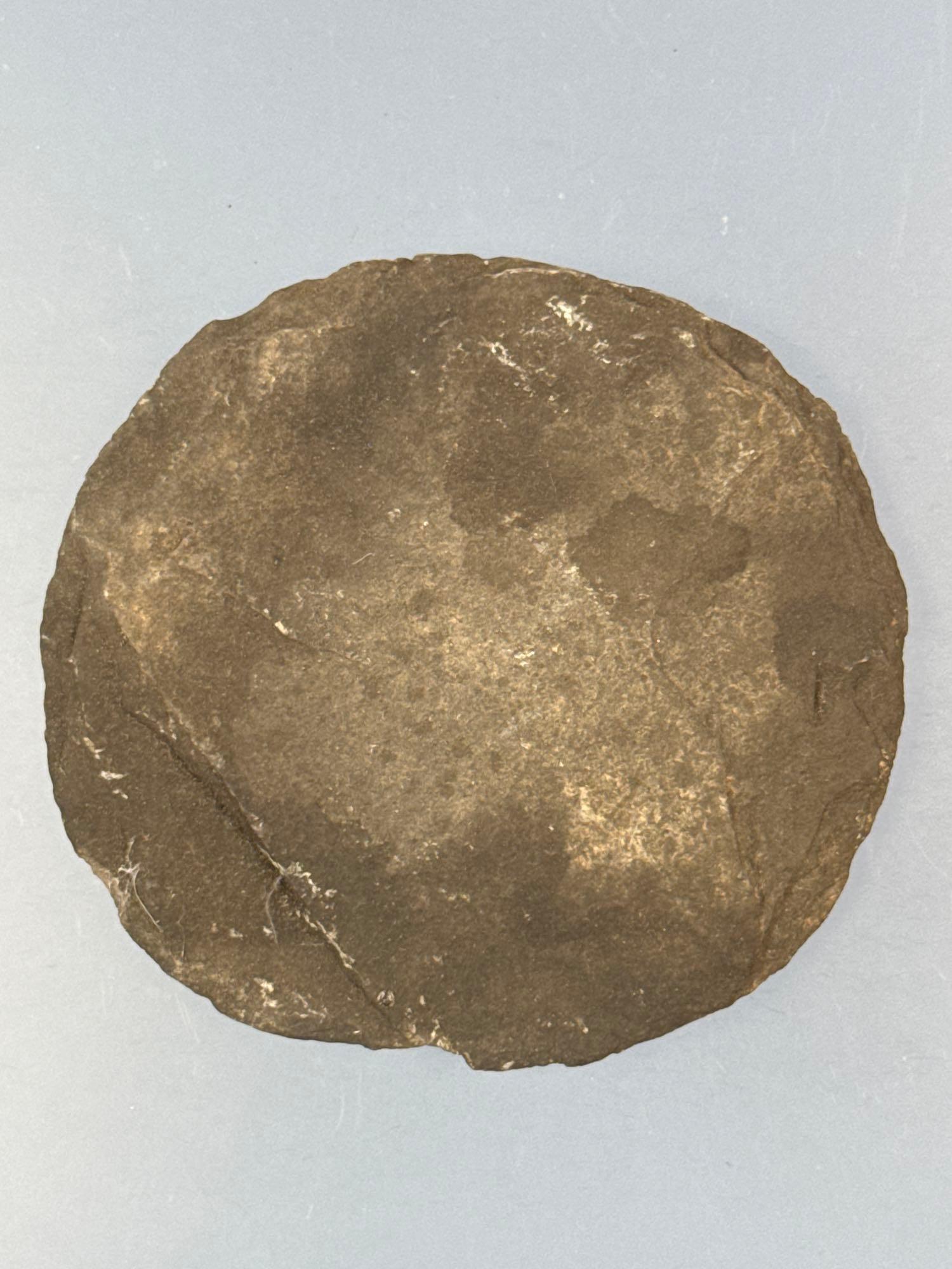 4 1/16" Chipped "Pot Lid" Stone, Found in New Jersey