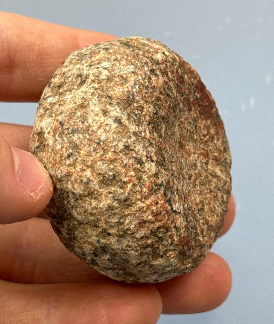 2 1/8" Diameter Granite Double Cupped Discoidal, Found in New Jersey