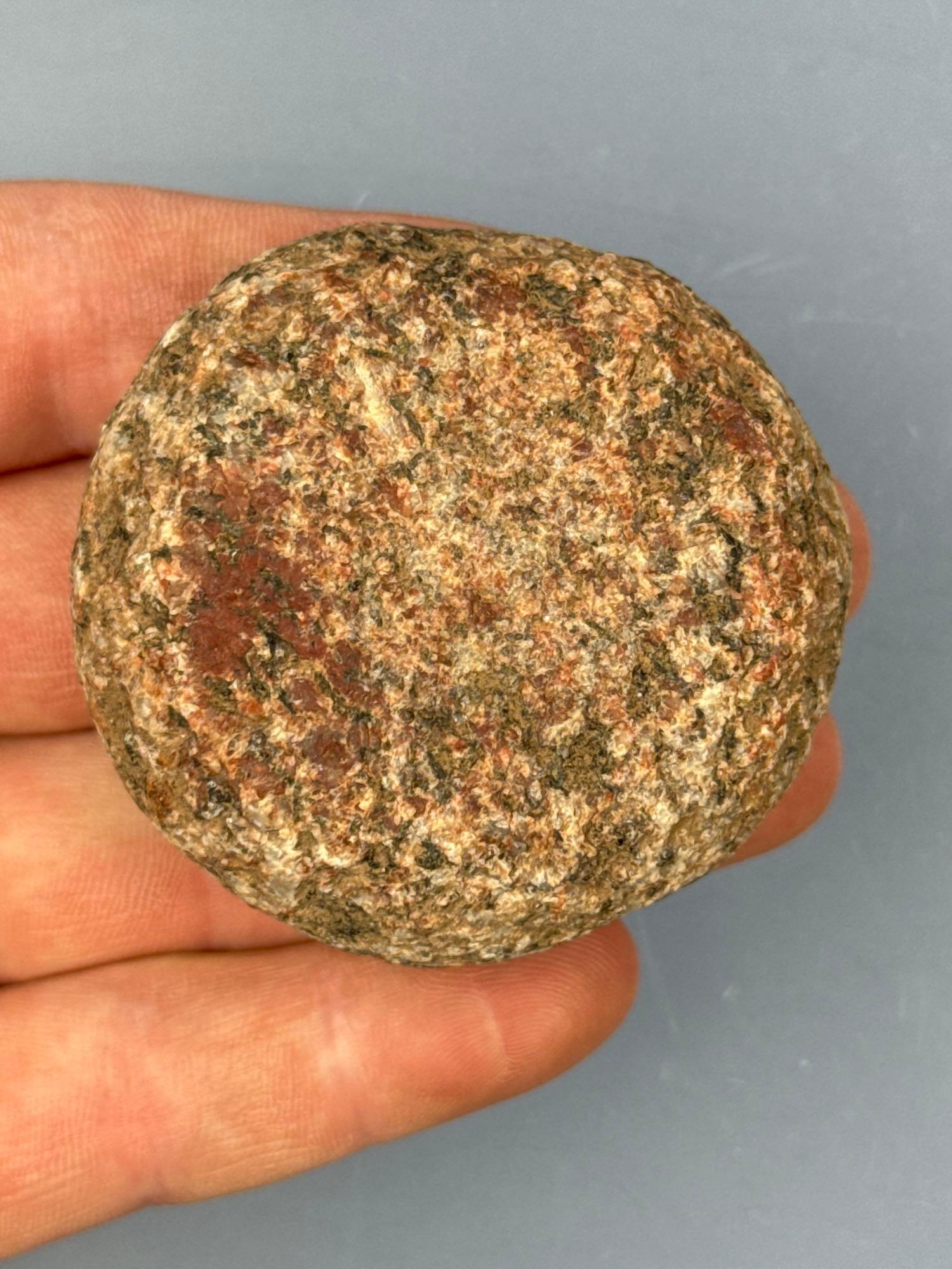 2 1/8" Diameter Granite Double Cupped Discoidal, Found in New Jersey