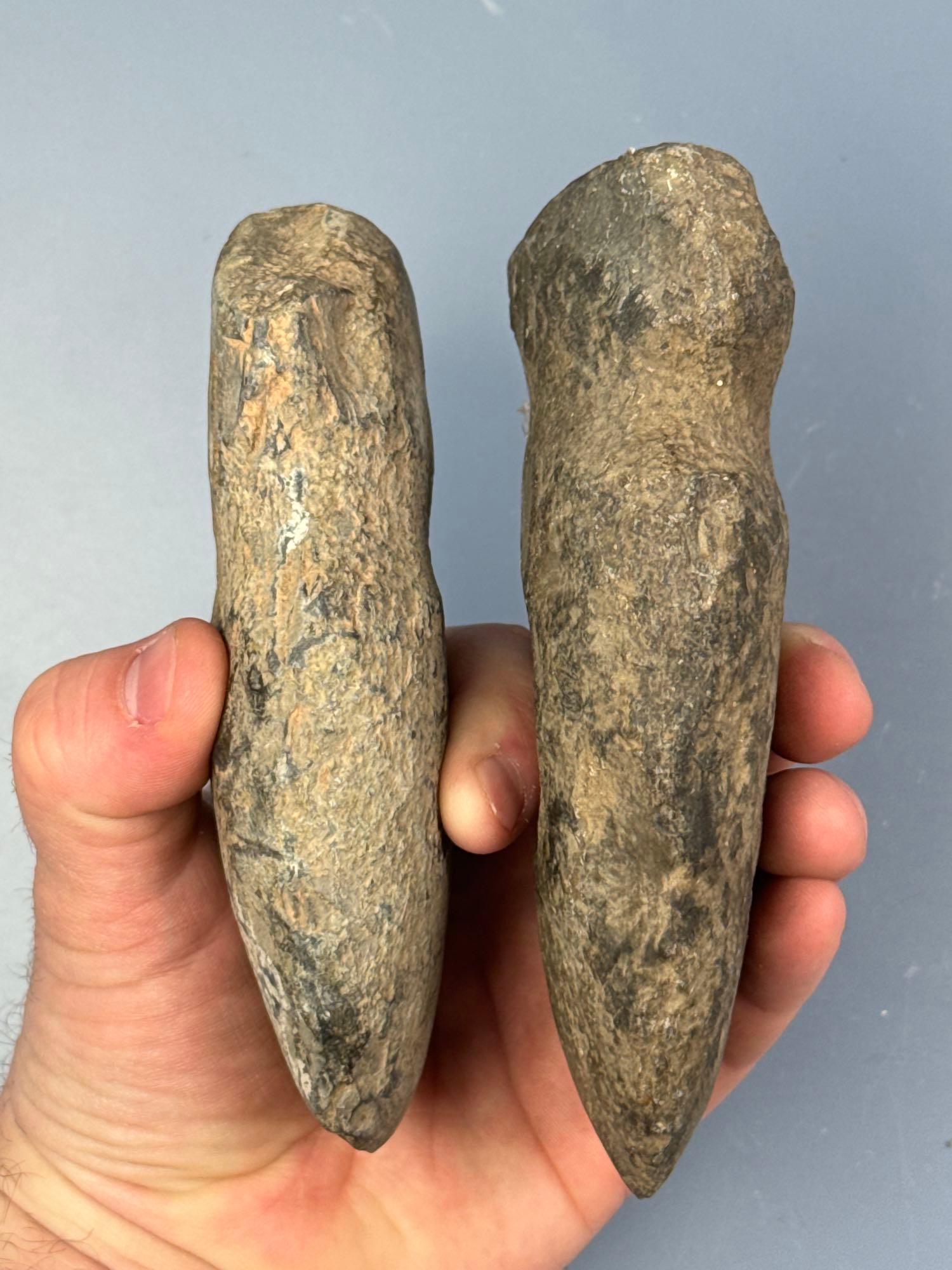 Pair of Full Groove Axes, Longest is 5 1/2", Found in New Jersey, Ex: Bob Sharp Collection