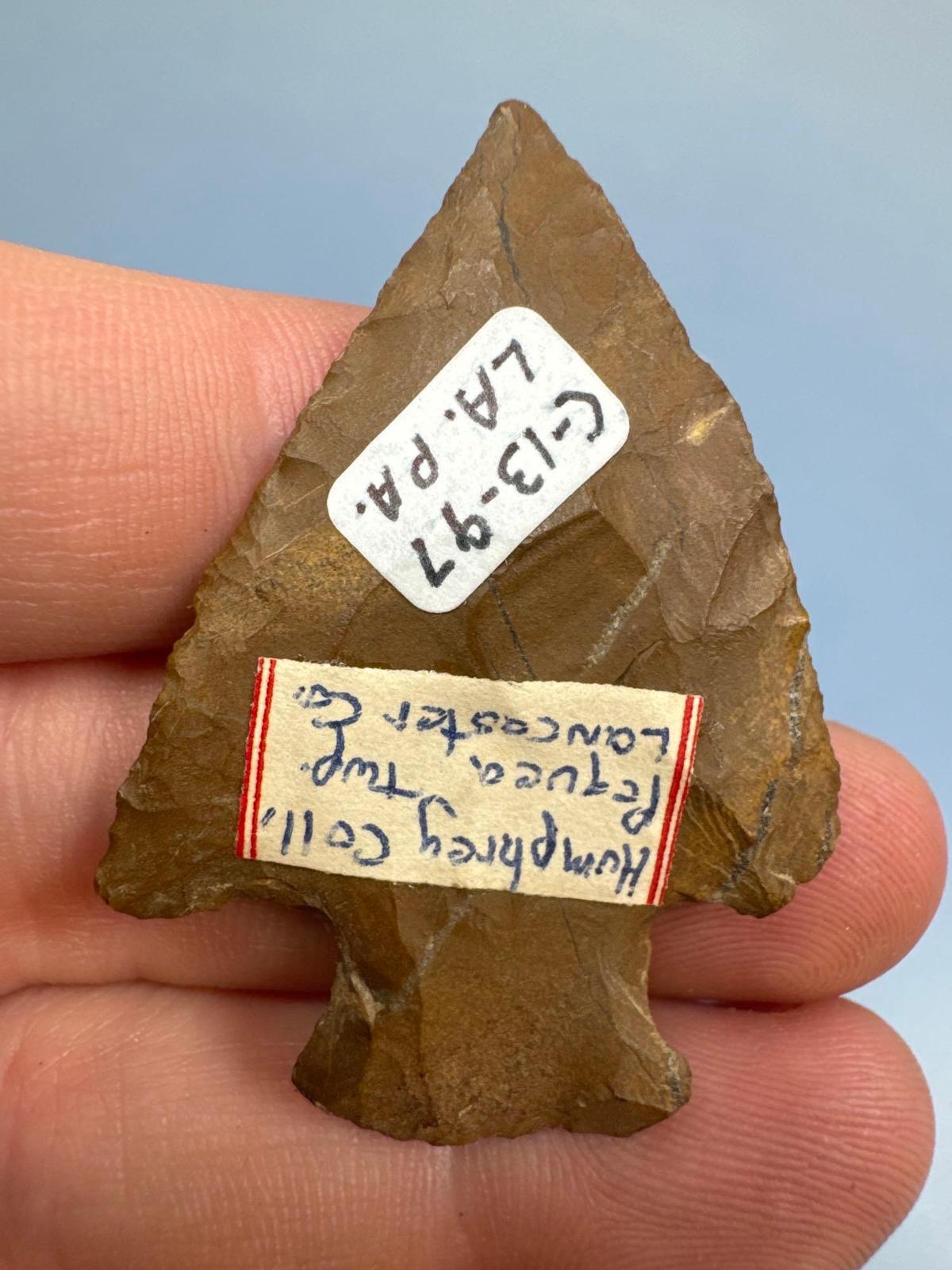 FINE 2" Jasper Perkiomen Point, Found in Pequea Twp., Lancaster Co., PA, Ex: Humphrey Collection