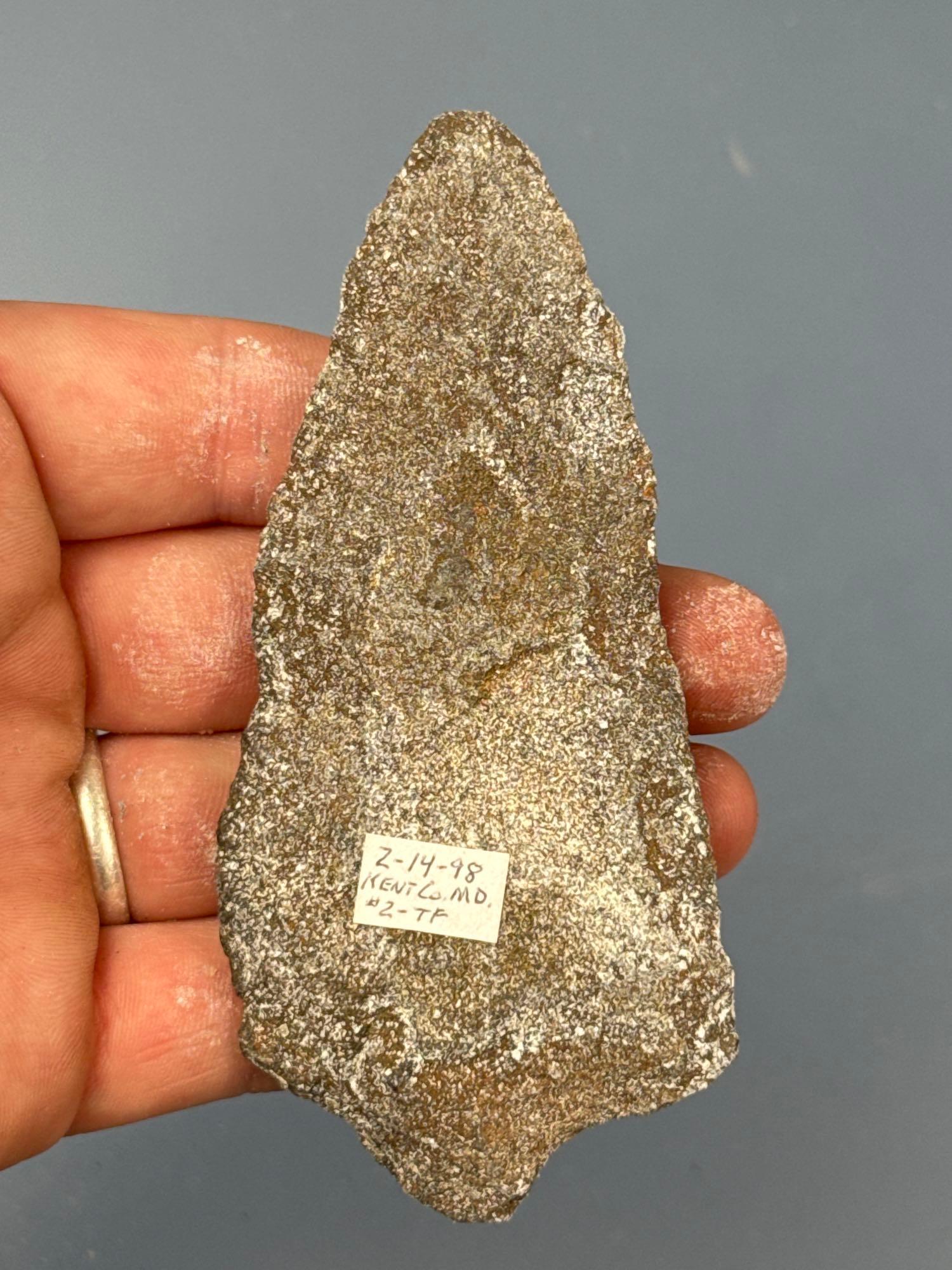 4 1/2" Patinated Morrow Mountain Point, Found in Kent Co., Maryland