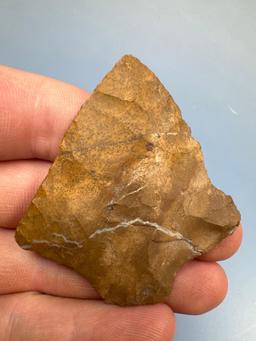 2 3/8" Classic Jasper Lehigh Broadpoint, Nice Quartz Veins, Found on Three Mile Island (TMI) by Tom