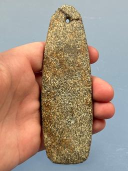 LARGE 5 1/8" Speckled Gneiss Pendant, Drilled, Broken and Glued at Top, Found in New Jersey