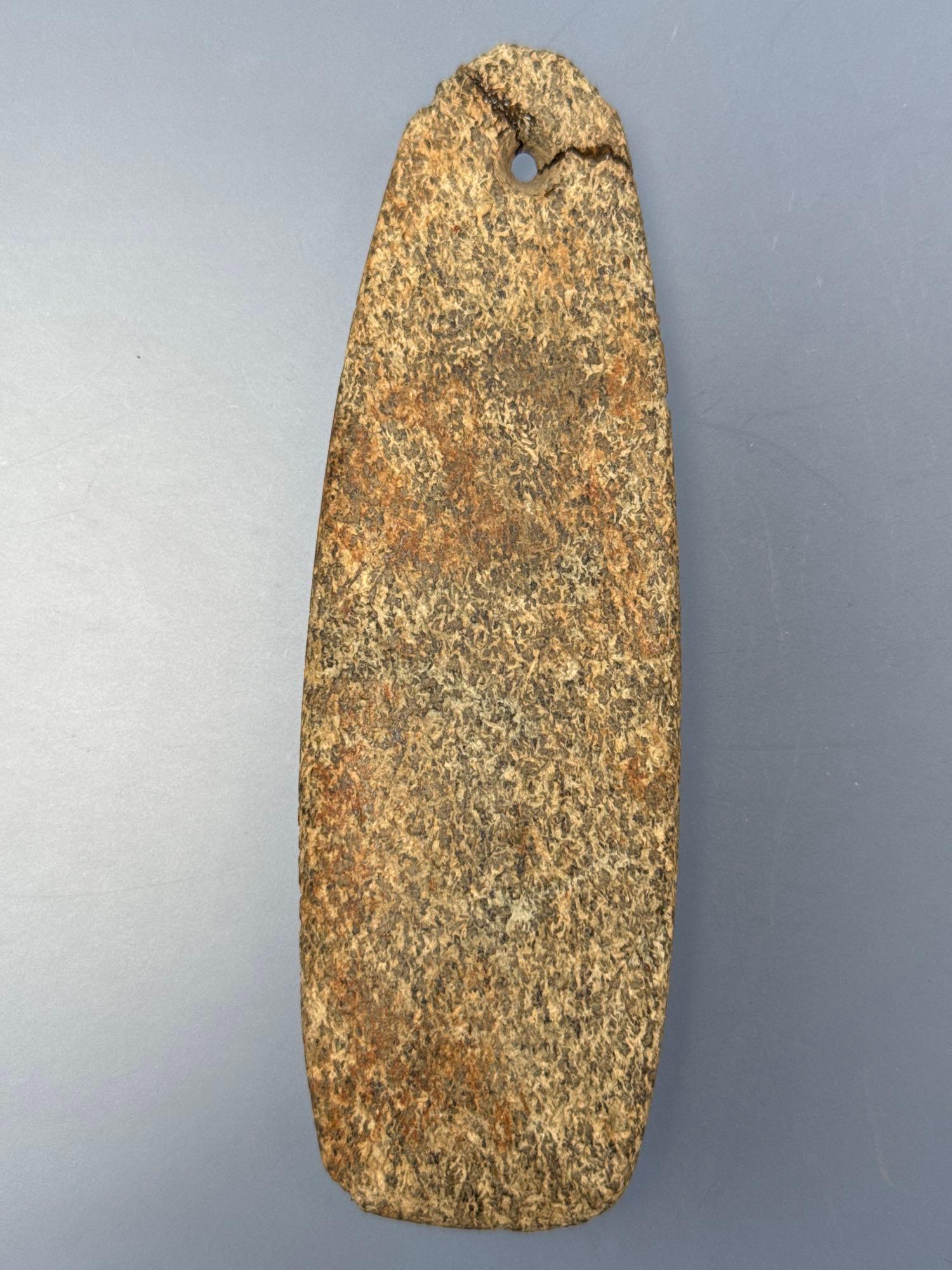 LARGE 5 1/8" Speckled Gneiss Pendant, Drilled, Broken and Glued at Top, Found in New Jersey