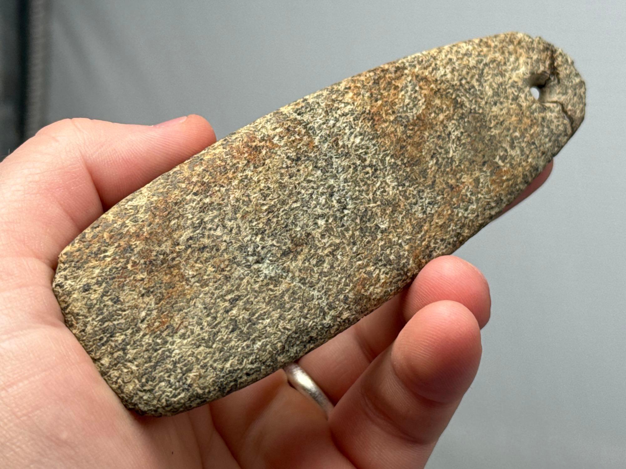 LARGE 5 1/8" Speckled Gneiss Pendant, Drilled, Broken and Glued at Top, Found in New Jersey