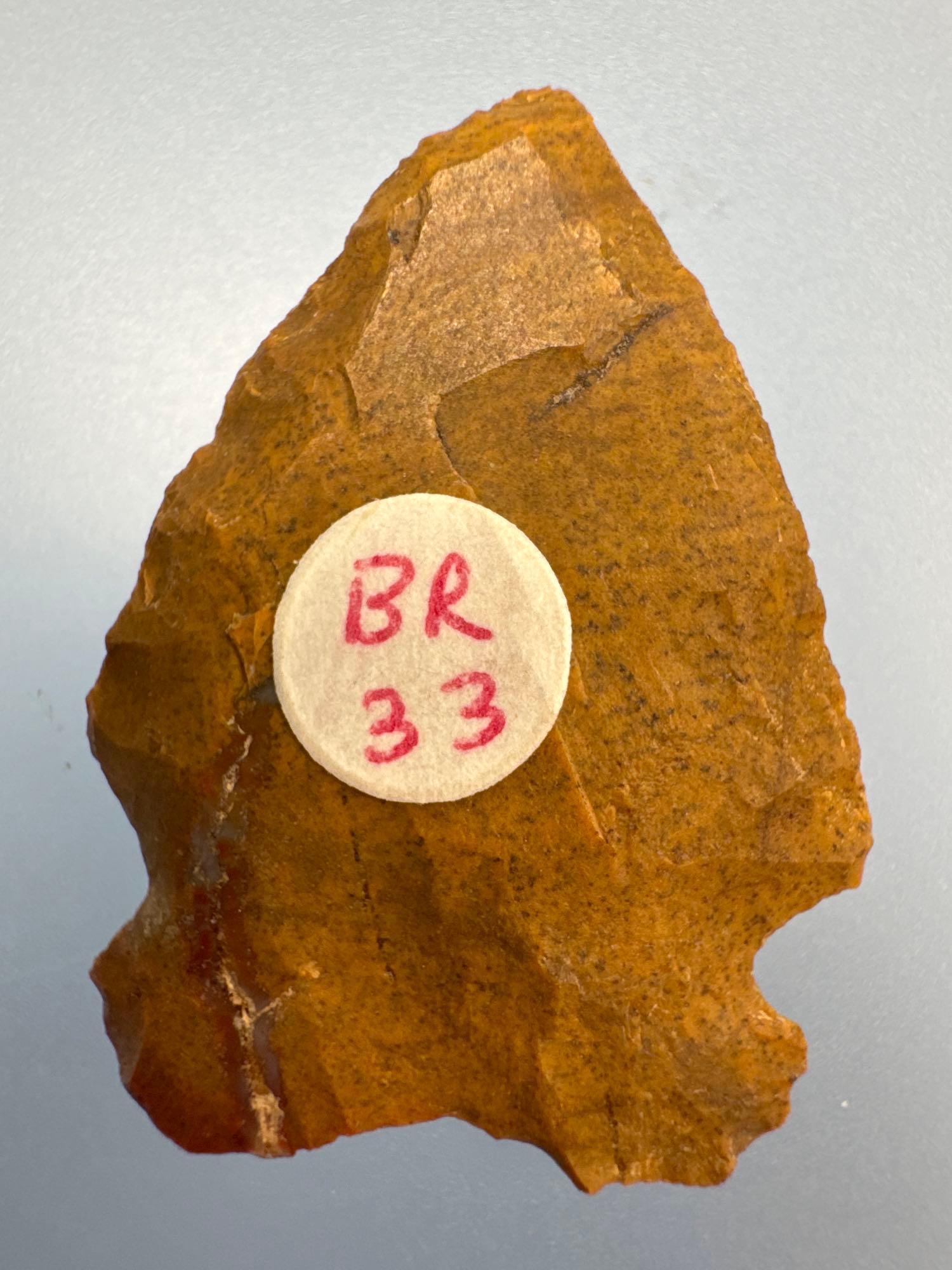 1 1/4" Jasper Bifurcate, Well-Made, Found in New Jersey, Ex: Bud Ripley Collection