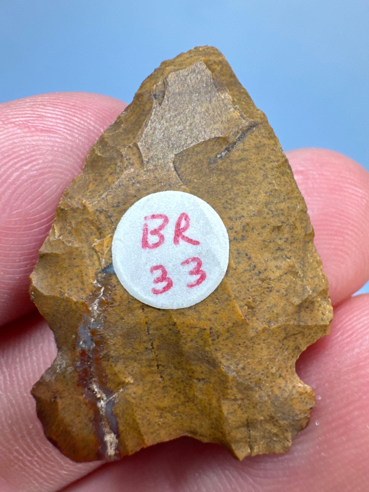 1 1/4" Jasper Bifurcate, Well-Made, Found in New Jersey, Ex: Bud Ripley Collection