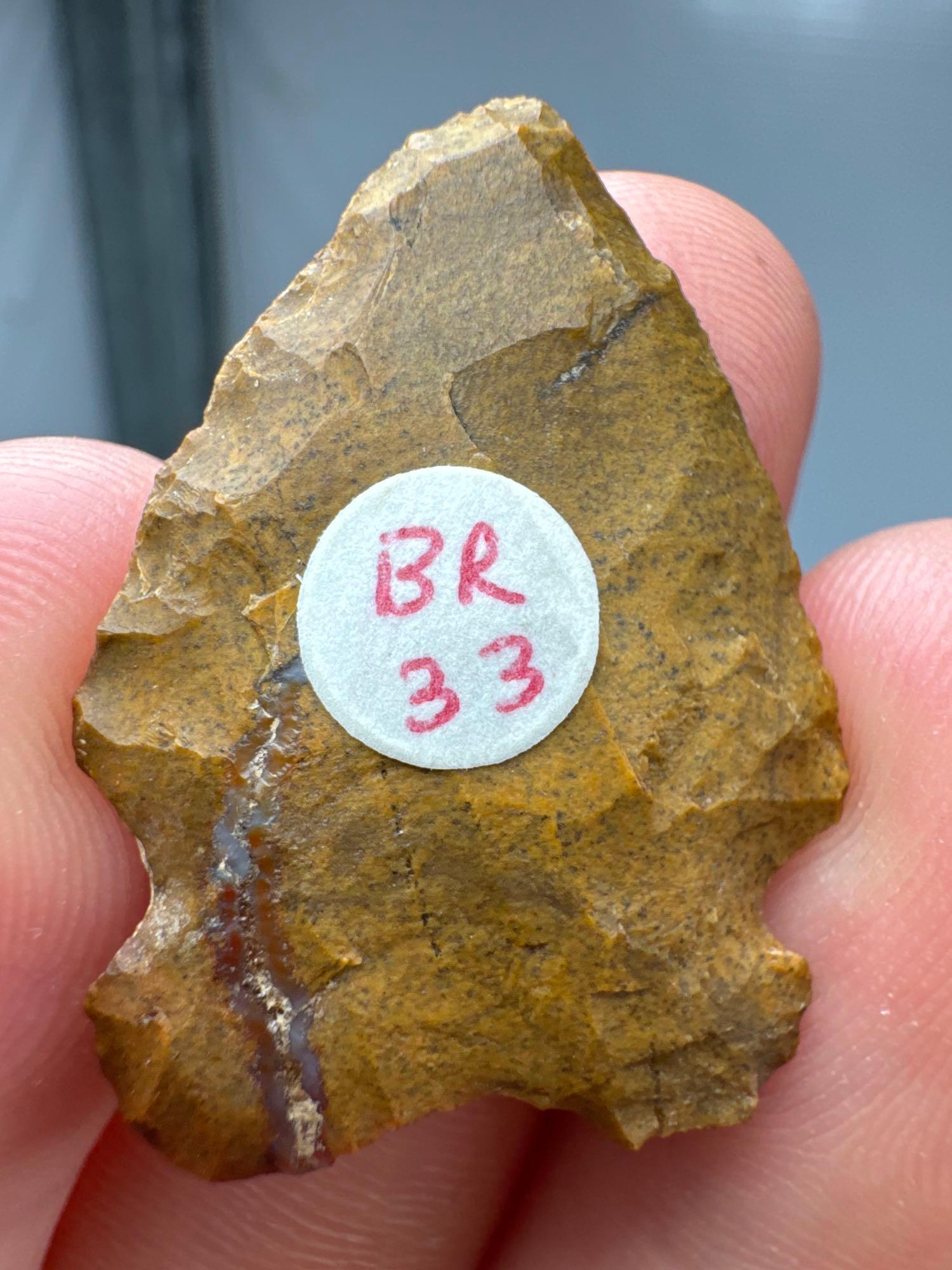 1 1/4" Jasper Bifurcate, Well-Made, Found in New Jersey, Ex: Bud Ripley Collection