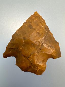 1 5/16" Serrated Jasper Point (likely Re-worke Bifurcate), Found in Pennsylvania, Ex: Bud Ripley Col