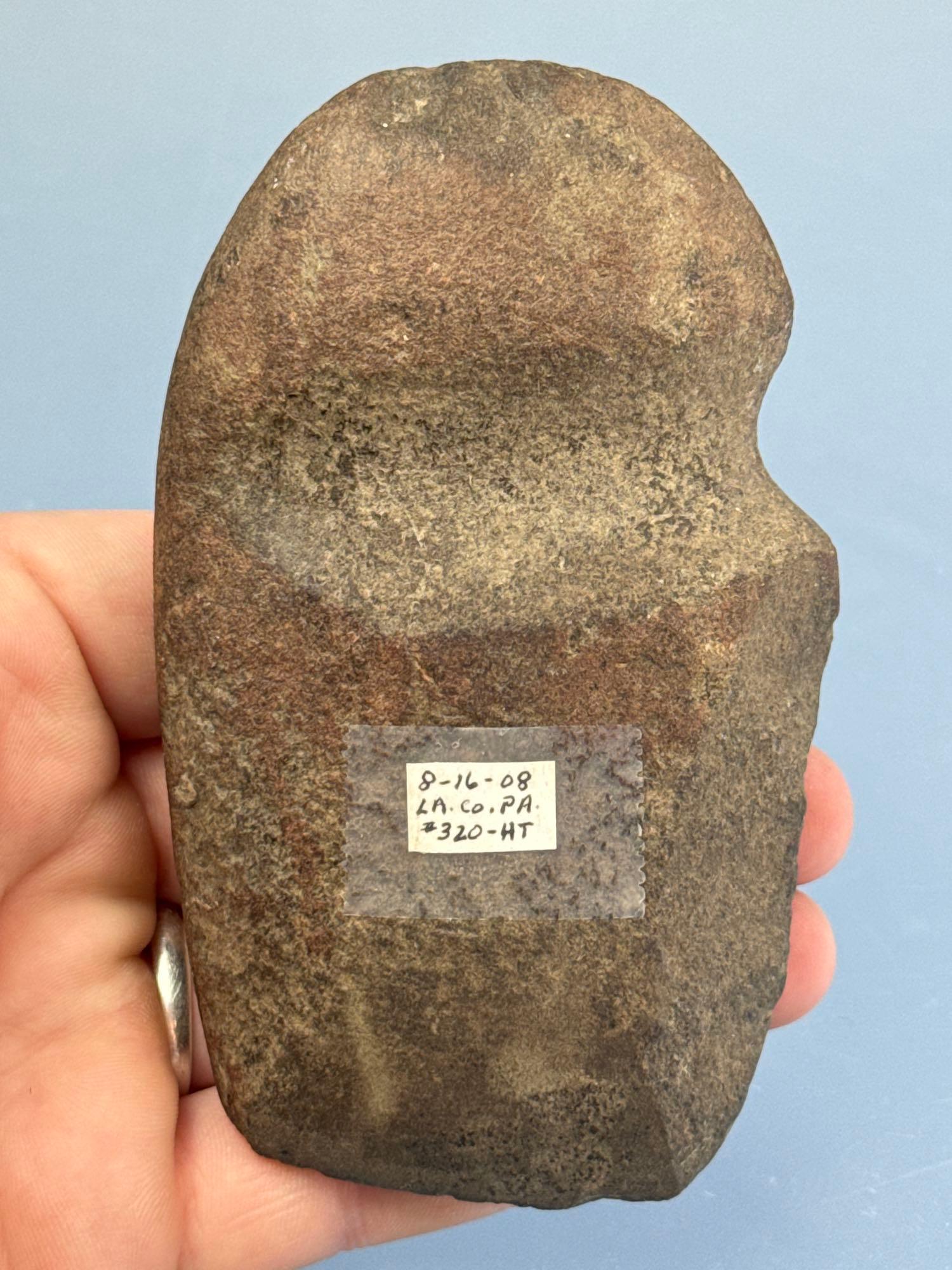 4 1/2" Small Axe, 3/4 Grooved, Found in Lancaster Co., PA